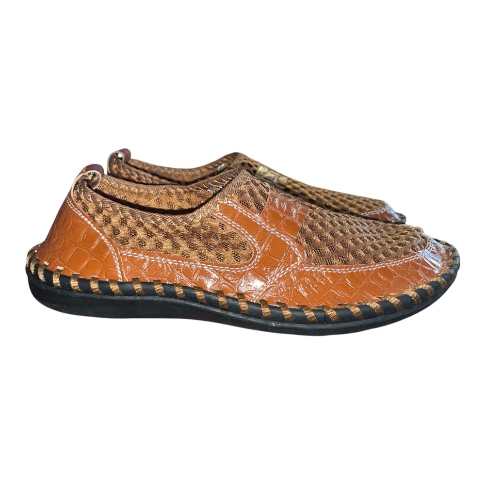 New CLOHOO  Men Shoes Brown Mesh Breathable Lightweight Rubber Sole Shoes Sz: 9